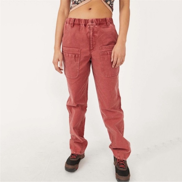 Free People Voyage Utility Cargo Wide Leg Pants In Cowboy. NWT! Sz XS - Picture 3 of 9